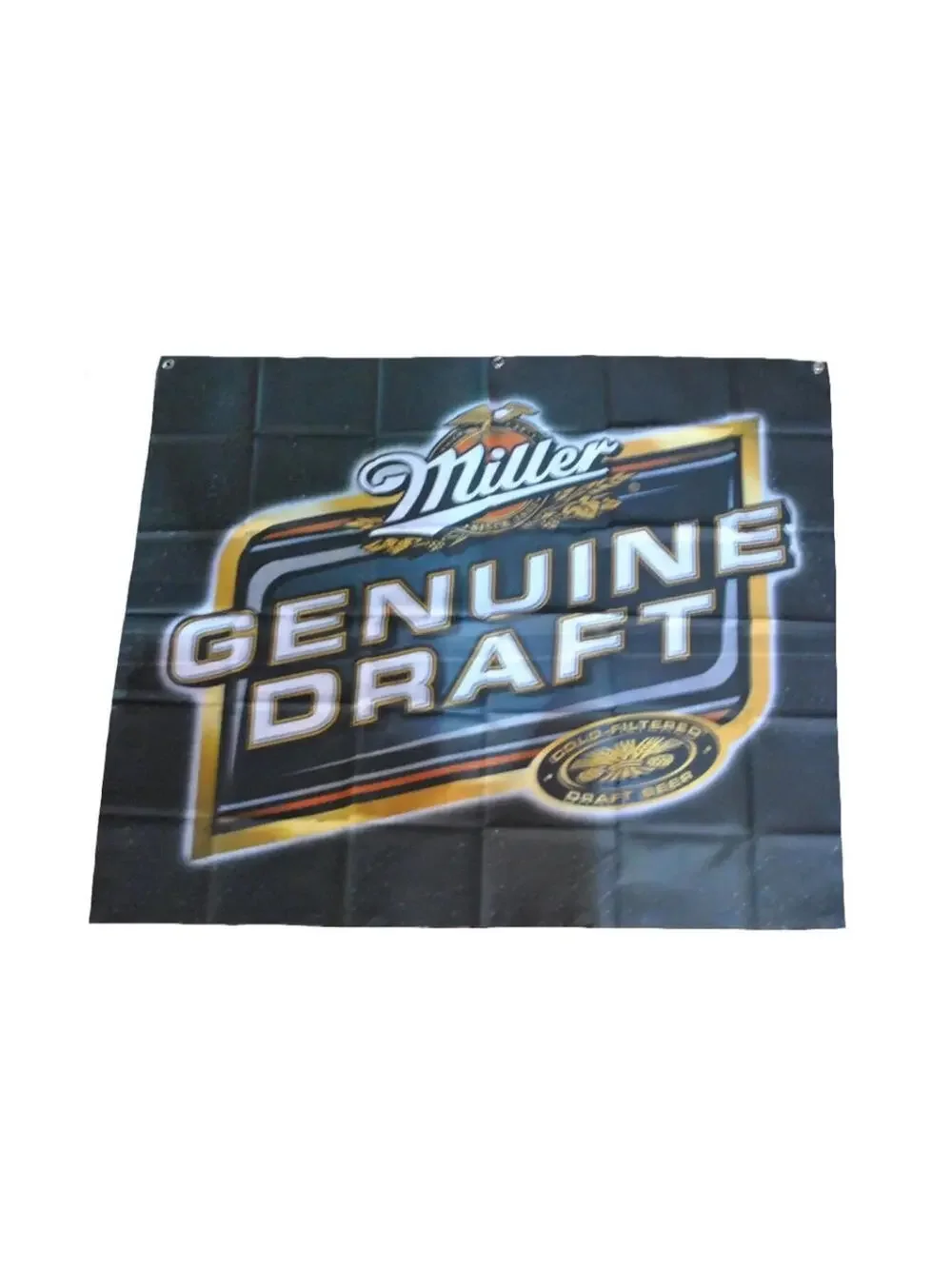 Vintage Miller Genuine Draft Lite Beer Black Flag New Banner